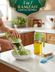 4-in-1 Ramzan Sahulat Bundle (Slicer, Oil Bottle, Hand Beater, Oil Brush)