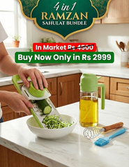 4-in-1 Ramzan Sahulat Bundle (Slicer, Oil Bottle, Hand Beater, Oil Brush)